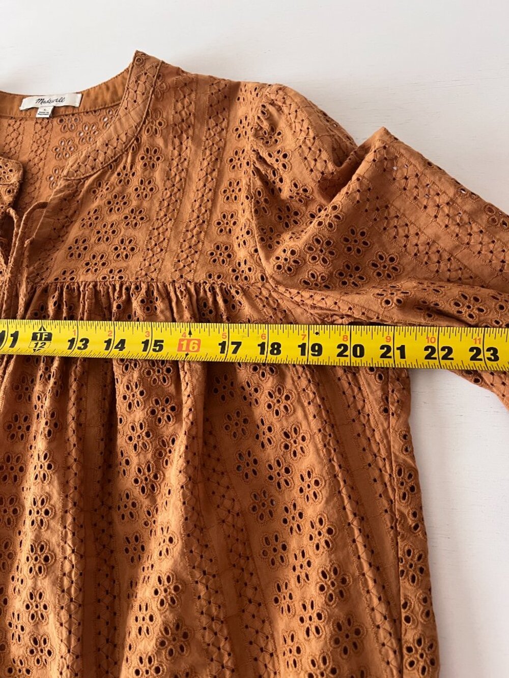 Madewell Eyelet Double-Tie Peasant Top - Size Lg - Picture 6 of 7